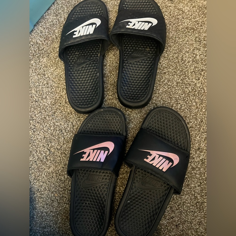 TWO pairs of Nike slides womens size 8